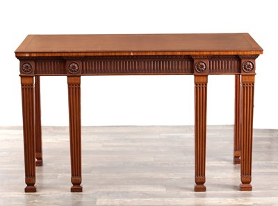 Lot 1152 - IN THE MANNER OF SIR WILLIAM CHAMBERS (1723–1796) CIRCA 1775 A GEORGE III FUSTIC, PADOUK CROSSBANDED AND MARQUETRY SIDE TABLE
