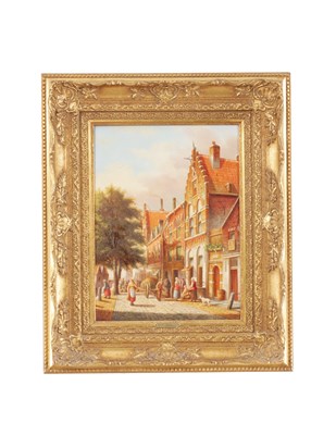 Lot 825 - PETER CORNELIS STEENHOUWER (1896-1972) OIL ON CANVAS DUTCH TOWN SCENE