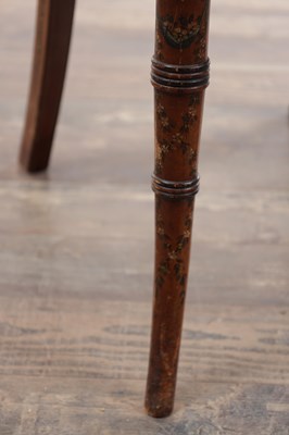 Lot A 19TH CENTURY SHERATON STYLE PAINTED SATINWOOD BERGERE ARMCHAIR