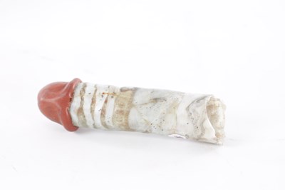 Lot 513 - A POSSIBLY ANCIENT ROMAN GLASS PHALLIC AMULET