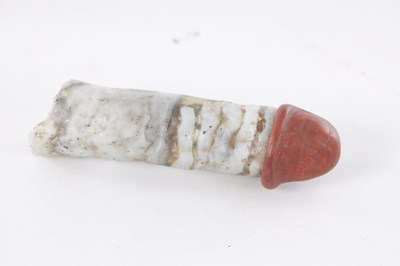 Lot 513 - A POSSIBLY ANCIENT ROMAN GLASS PHALLIC AMULET
