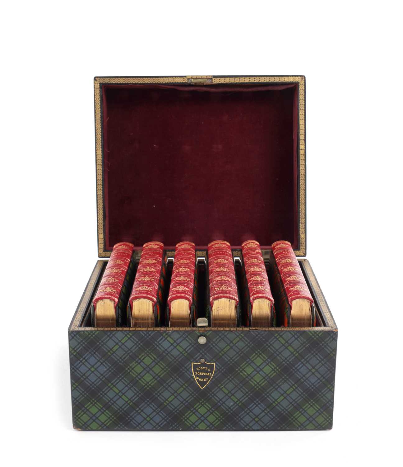 Lot 571 - A SET OF SIX CASED TARTAIN WARE BOOKS