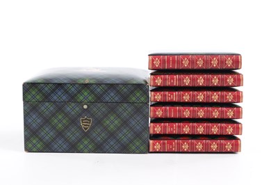 Lot 571 - A SET OF SIX CASED TARTAIN WARE BOOKS