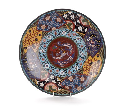Lot 64 - A 19TH CENTURY CHINESE CLOISONNE CHARGER