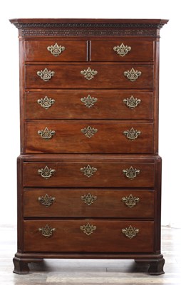 Lot 21 - A GEORGE III MAHOGANY CHEST ON CHEST