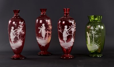 Lot 284 - FOUR LARGE PIECES OF 19TH CENTURY GLASS BY MARY GREGORY