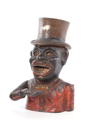 Lot 1744 - A LATE 19TH CENTURY PAINTED CAST IRON 'JOLLY' MECHANICAL MONEY BANK