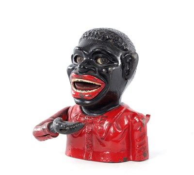 Lot 1750 - A LATE 19TH CENTURY PAINTED CAST IRON 'JOLLY' MECHANICAL MONEY BANK