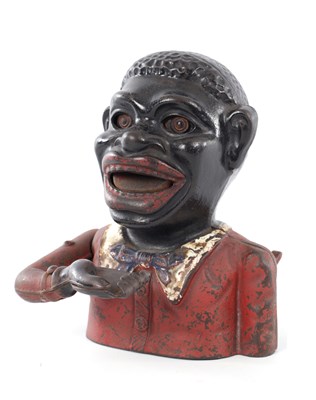 Lot 1754 - A LATE 19TH CENTURY PAINTED CAST IRON 'JOLLY' MECHANICAL MONEY BANK