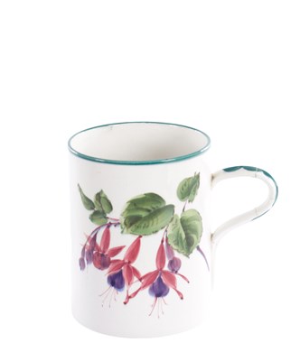 Lot 19 - A LATE 19TH / EARLY 20TH CENTURY OVERSIZED FUCHSIA PATTERN WEMYSS WARE MUG