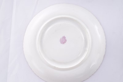 Lot 34 - A SET OF SIX ROYAL WORCESTER CERAMIC AND SILVER MOUNTED CUPS AND SAUCERS
