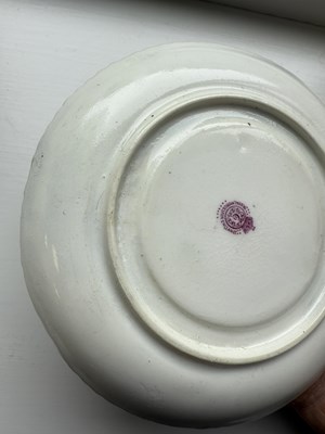 Lot 34 - A SET OF SIX ROYAL WORCESTER CERAMIC AND SILVER MOUNTED CUPS AND SAUCERS