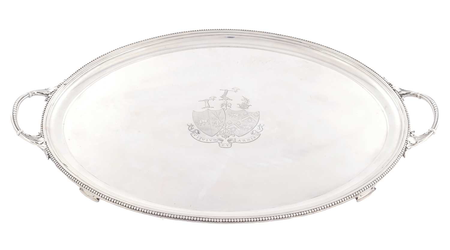 Lot 391 - A LARGE LATE VICTORIAN LONDON SILVER TWO-HANDLED OVAL TRAY