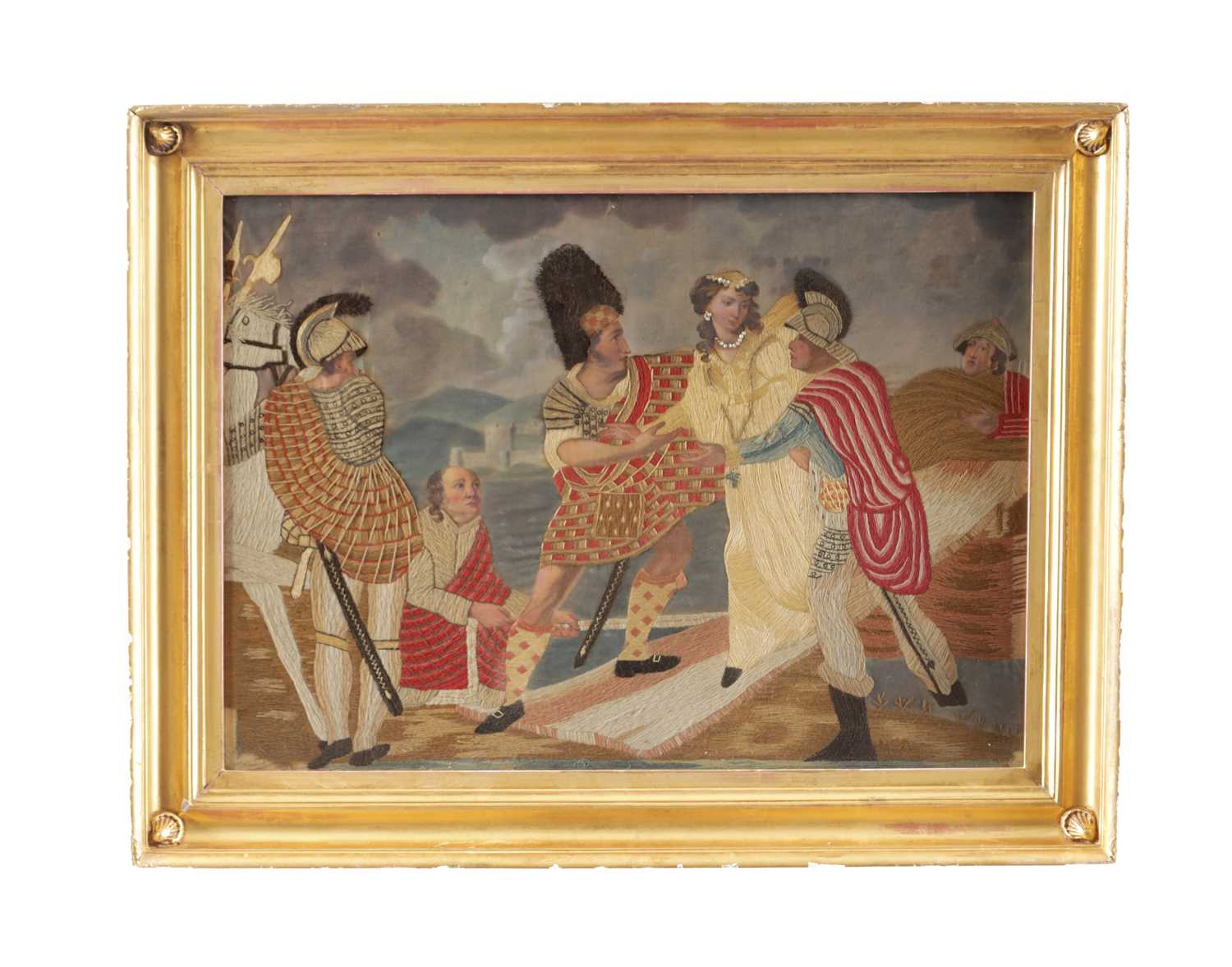 Lot 641 - AN EARLY 19TH CENTURY EMBROIDERED PANEL