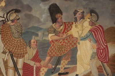 Lot 641 - AN EARLY 19TH CENTURY EMBROIDERED PANEL