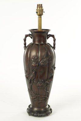 Lot 66 - A PAIR OF JAPANESE MEIJI PERIOD BRONZE TABLE LAMPS
