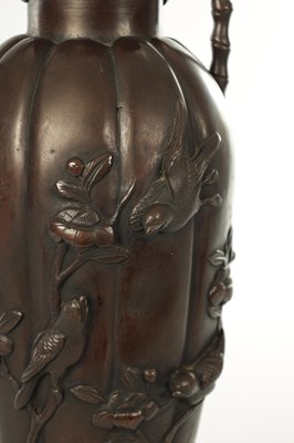 Lot 66 - A PAIR OF JAPANESE MEIJI PERIOD BRONZE TABLE LAMPS