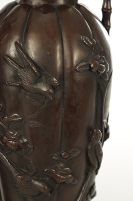 Lot 66 - A PAIR OF JAPANESE MEIJI PERIOD BRONZE TABLE LAMPS