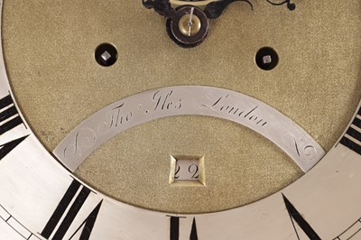 Lot 958 - THOMAS ISLES, LONDON. A GOOD GEORGE III FIGURED MAHOGANY EIGHT DAY LONGCASE CLOCK