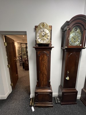 Lot 958 - THOMAS ISLES, LONDON. A GOOD GEORGE III FIGURED MAHOGANY EIGHT DAY LONGCASE CLOCK