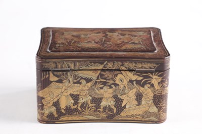 Lot 50 - A 19TH CENTURY CHINESE EXPORT LACQUERWORK TEA CADDY