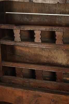 Lot 1160 - AN UNUSUAL 18TH CENTURY PRIMITIVE OAK MINIATURE DRESSER