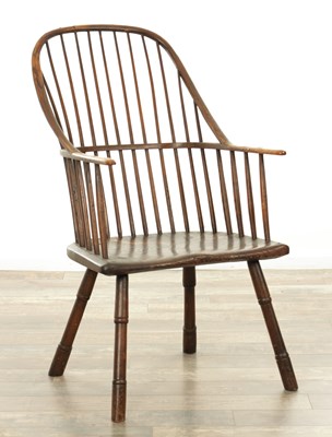 Lot 1345 - A GOOD 18TH CENTURY ASH AND ELM WELSH STICKBACK CHAIR