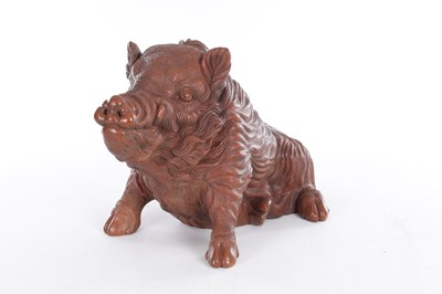 Lot 60 - A LARGE CASED JAPANESE MEIJI PERIOD CARVED HARDWOOD SCULPTURE BY ISHIKAWA KOMEI