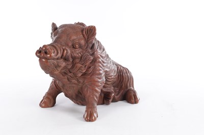 Lot 60 - A LARGE CASED JAPANESE MEIJI PERIOD CARVED HARDWOOD SCULPTURE BY ISHIKAWA KOMEI