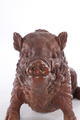 Lot 60 - A LARGE CASED JAPANESE MEIJI PERIOD CARVED HARDWOOD SCULPTURE BY ISHIKAWA KOMEI