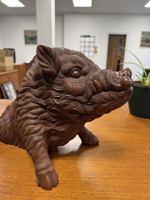 Lot 60 - A LARGE CASED JAPANESE MEIJI PERIOD CARVED HARDWOOD SCULPTURE BY ISHIKAWA KOMEI