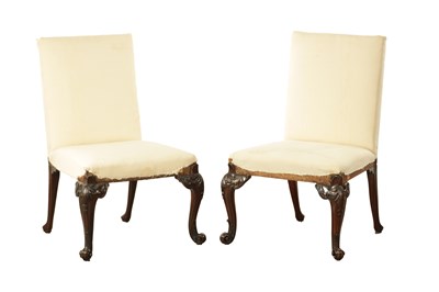 Lot 1277 - A GOOD PAIR OF MID 18TH CENTURY CHIPPENDALE STYLE MAHOGANY SIDE CHAIRS