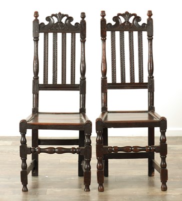 Lot 1330 - A PAIR OF 17TH CENTURY OAK HALL CHAIRS