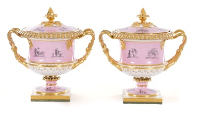 Lot 11 - AN IMPRESSIVE PAIR OF EARLY 19TH CENTURY WORCESTER BARR FLIGHT & BARR LIDDED ICE PAILS