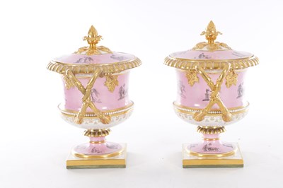 Lot 11 - AN IMPRESSIVE PAIR OF EARLY 19TH CENTURY WORCESTER BARR FLIGHT & BARR LIDDED ICE PAILS