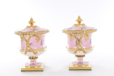 Lot 11 - AN IMPRESSIVE PAIR OF EARLY 19TH CENTURY WORCESTER BARR FLIGHT & BARR LIDDED ICE PAILS