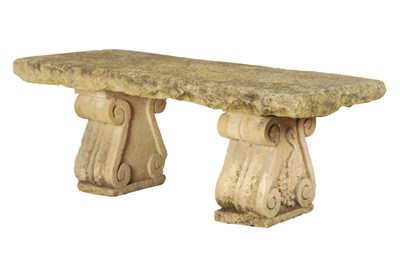 Lot 1161 - A GOOD EARLY 19TH CENTURY CARVED BATH SANDSTONE BENCH