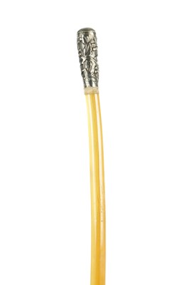 Lot 810 - A 19TH CENTURY EASTERN SILVER TOPPED RHINOCEROS HORN WALKING CANE