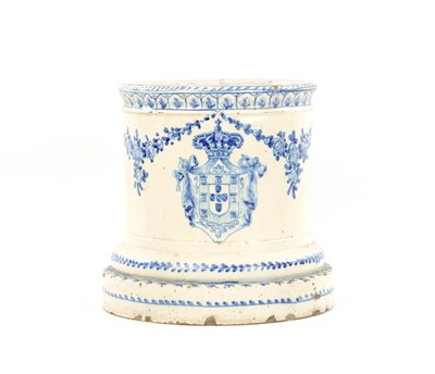 Lot 18 - AN UNUSUAL 19TH CENTURY BLUE AND WHITE DELFT WARE CIRCULAR GARDEN SEAT