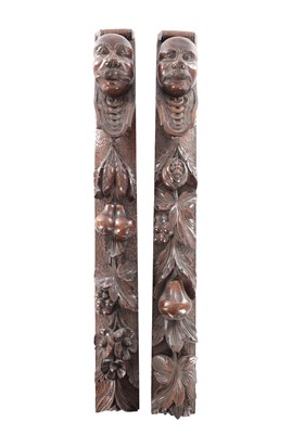 Lot 784 - A PAIR OF 19TH CENTURY CARVED OAK CARYATID COLUMNS
