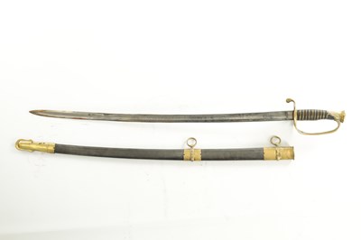 Lot 477 - A US MODEL 1850 UNION STYLE OFFICER'S SWORD WITH STEEL SCABBARD