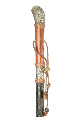 Lot 815 - AN UNUSUAL 19TH CENTURY FRENCH CARVED EBONY WALKING CANE