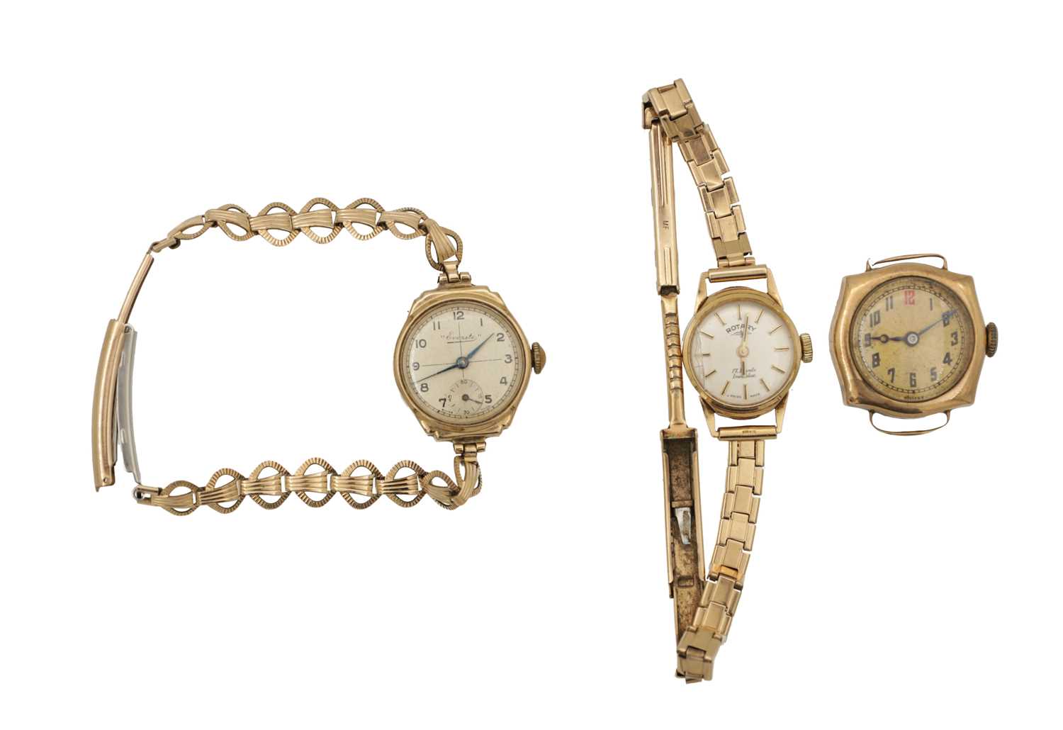 Lot 1218 - THREE LADIES VINTAGE 9CT GOLD WRISTWATCHES