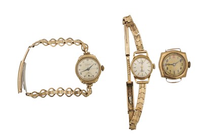 Lot 1218 - THREE LADIES VINTAGE 9CT GOLD WRISTWATCHES