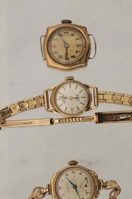 Lot 1218 - THREE LADIES VINTAGE 9CT GOLD WRISTWATCHES