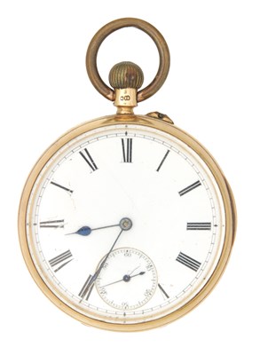 Lot 1219 - AN 18CT GOLD OPEN FACED POCKET WATCH