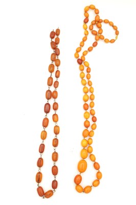 Lot 305 - TWO AMBER BEAD NECKLACES