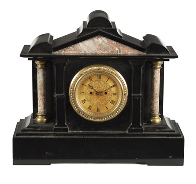 Lot 1309 - FRODSHAM, GRACECHURCH ST. LONDON. A MID 19TH CENTURY DOUBLE FUSEE SLATE MANTEL CLOCK