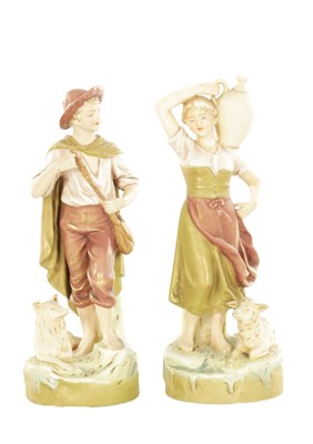 Lot 73 - A PAIR OF EARLY 20TH CENTURY ROYAL DUX PORCELAIN FIGURES