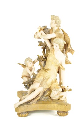 Lot 38 - A LATE 19TH/20TH CENTURY ERNST WAHLISS PORCELAIN FIGURE GROUP